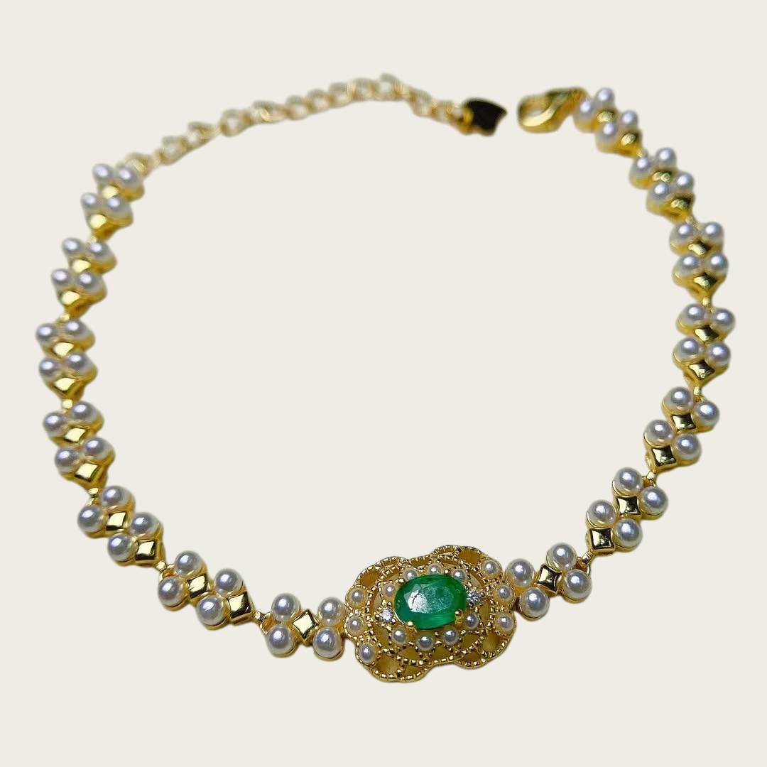 THE HARMONIOUS CAPTAIN | "oCEAn" Emerald & Pearl Heritage Bracelet
