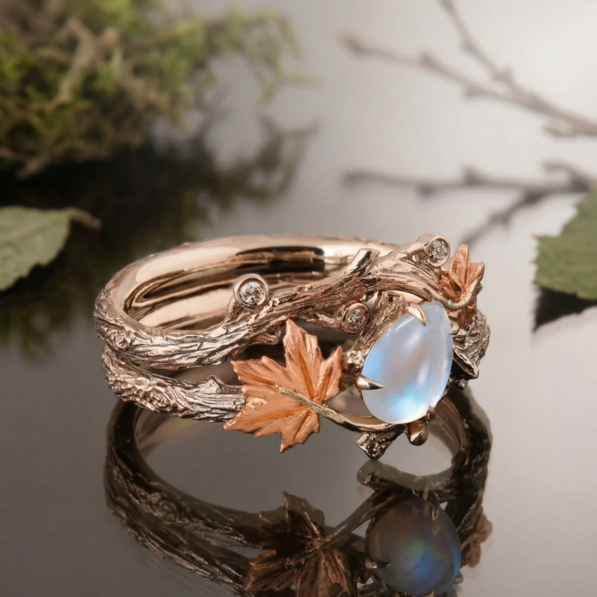 THE ETHEREAL VISIONARY | "OceAn" Secret Garden Moonstone Ring