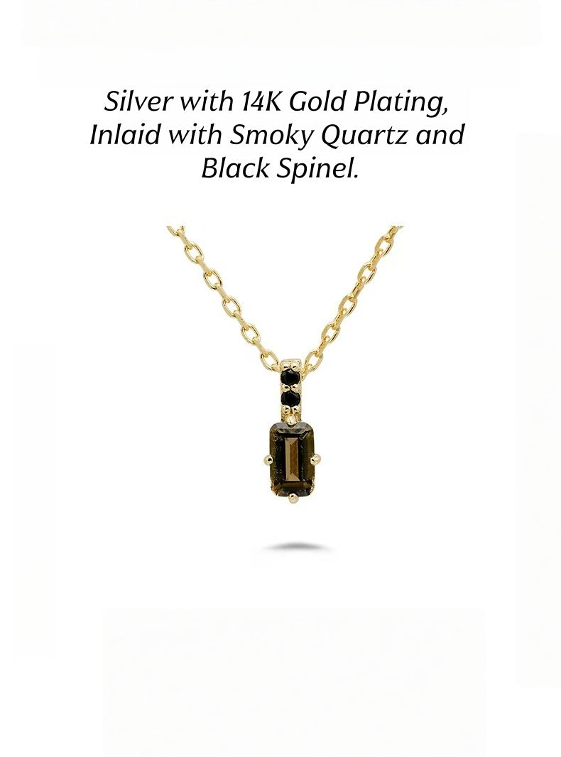Minimalist Statement Necklace: Smoky Quartz & Black Spinel for Focus and Calm