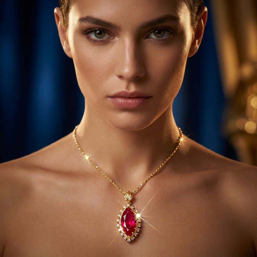 THE CHARISMATIC VOYAGER | "OCEAn" Crimson Visionary Ruby Necklace
