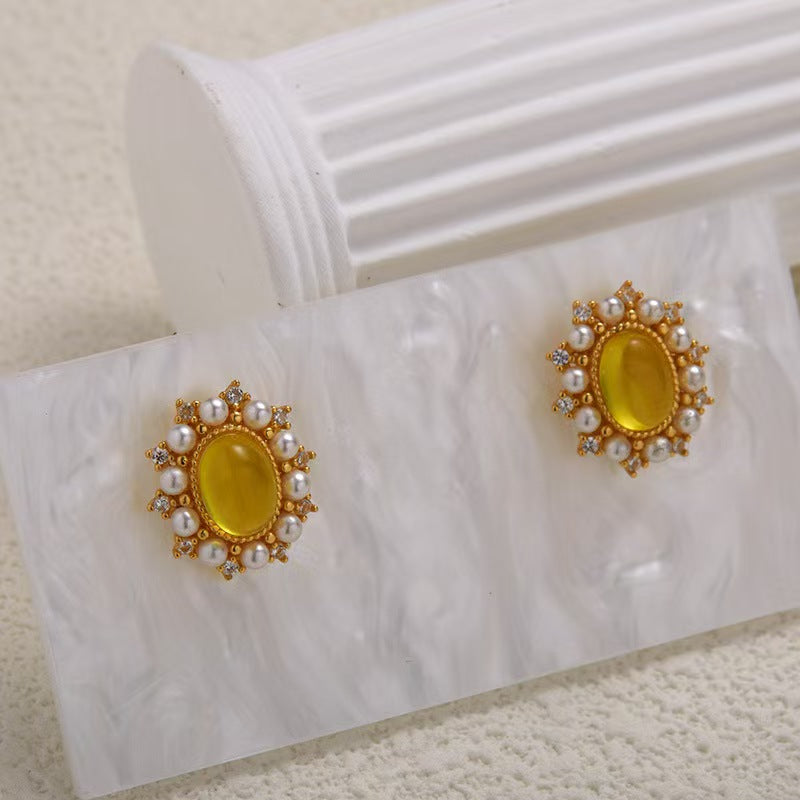 Elegant 10x8mm Diamond Gold Earrings | Grace of Conscientiousness & Agreeableness | Disciplined & Kind Jewelry