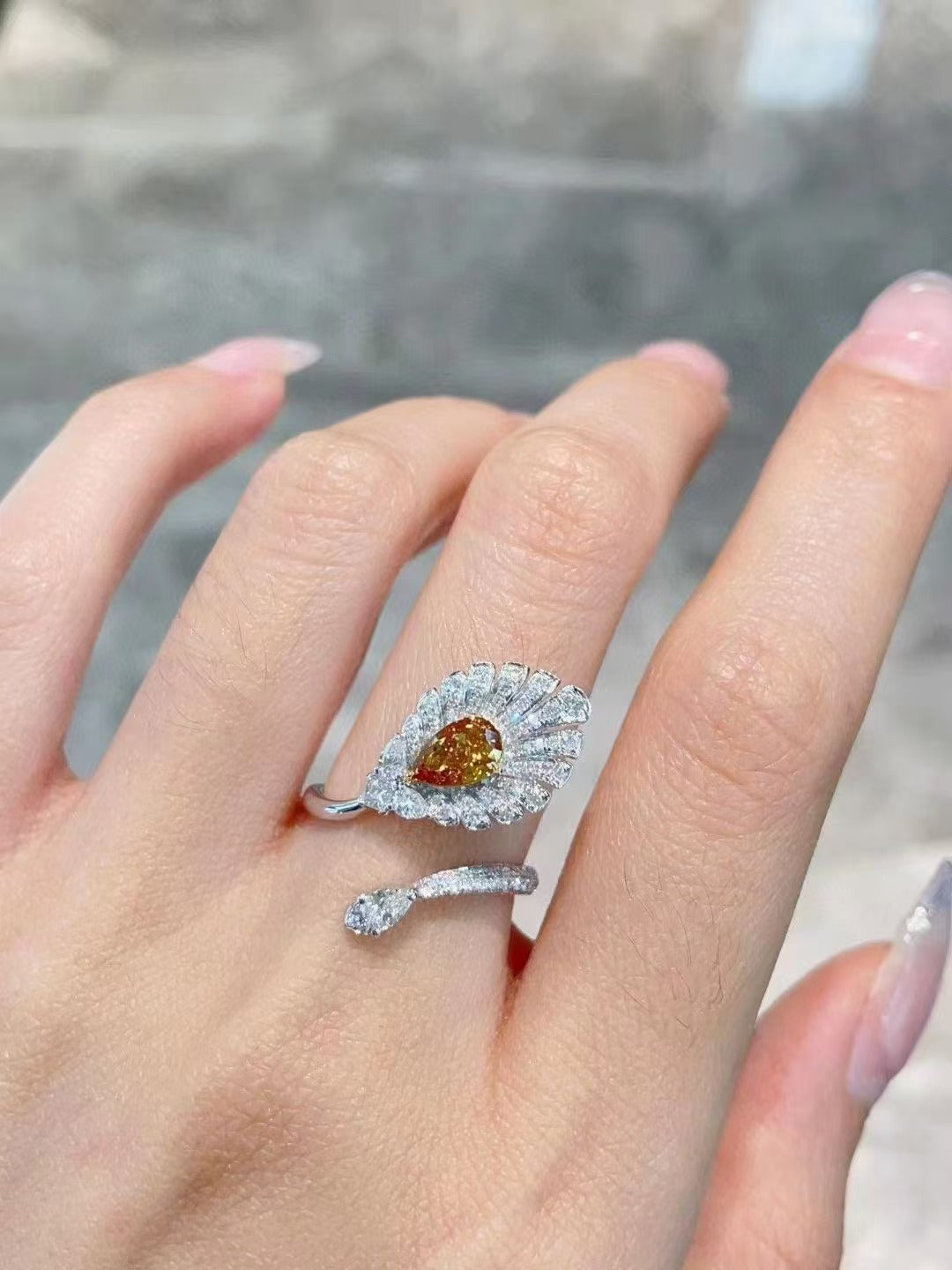 THE SERENE SUN | "ocEAn" Radiant Zenith Orange Diamond Ring