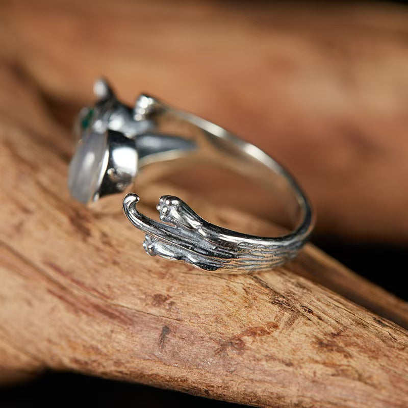 Independent Spirit Moonstone Ring - Adjustable S925 Silver Celestial Jewelry for Women