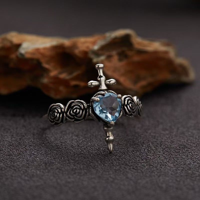 Dark Bloom Ring S925 Silver Garnet Ring from the Mysterious Series